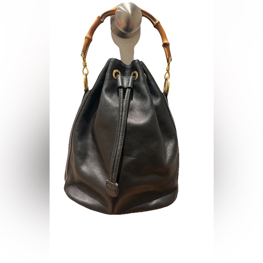 Authentic Gucci Bamboo Handled Drawstring Bag